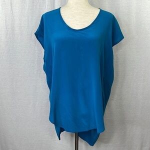 EILEEN FISHER Women’s High Low Silk Sleeveless Blouse Turquoise Blue Sz SP